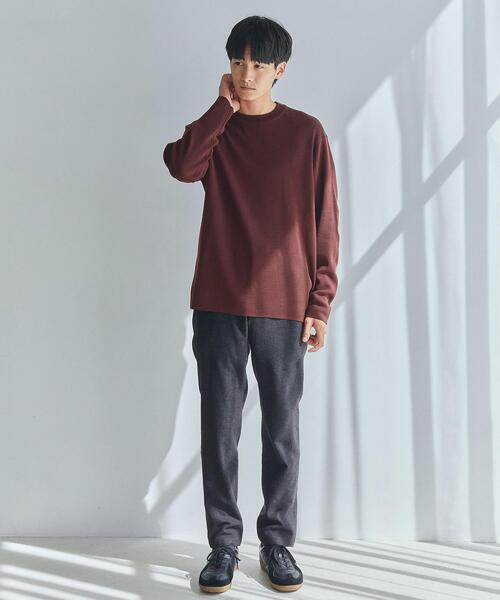 green label relaxing（グリーンレーベルリラクシング）の「クリーン 総針 クルーニット　-ウォッシャブル・抗菌-（ニット/セーター・メンズ・ライトグレー/ダークブラウン/ワインレッド/ターコイズブルー・M/L/S/XL）」の5枚目の写真