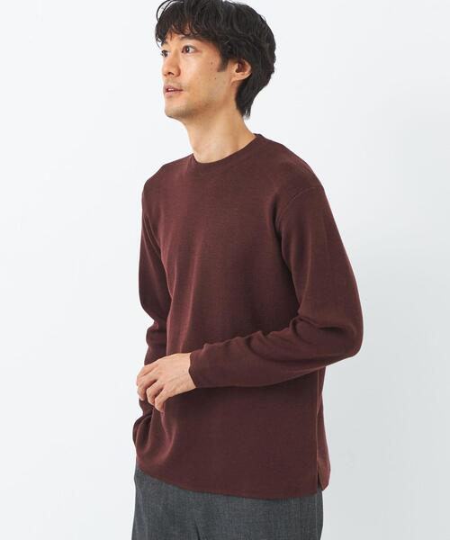 green label relaxing（グリーンレーベルリラクシング）の「クリーン 総針 クルーニット　-ウォッシャブル・抗菌-（ニット/セーター・メンズ・ライトグレー/ダークブラウン/ワインレッド/ターコイズブルー・M/L/S/XL）」の6枚目の写真