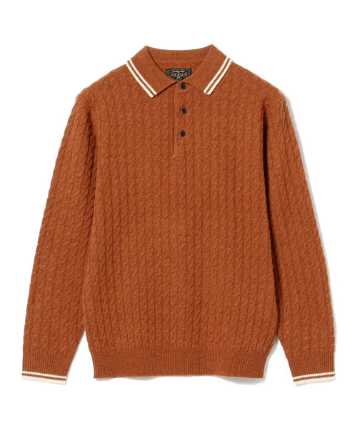 BEAMS PLUS（ビームスプラス）の「BEAMS PLUS / 9ゲージ ケーブル ニット ポロシャツ（ポロシャツ・メンズ・グレー/ベージュ/オレンジ系その他7・LARGE/MEDIUM/X-LARGE/SMALL）」の3枚目の写真