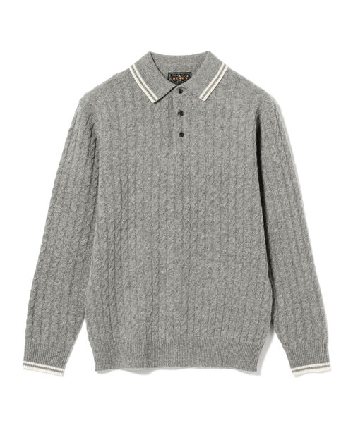 BEAMS PLUS（ビームスプラス）の「BEAMS PLUS / 9ゲージ ケーブル ニット ポロシャツ（ポロシャツ・メンズ・グレー/ベージュ/オレンジ系その他7・LARGE/MEDIUM/X-LARGE/SMALL）」の15枚目の写真