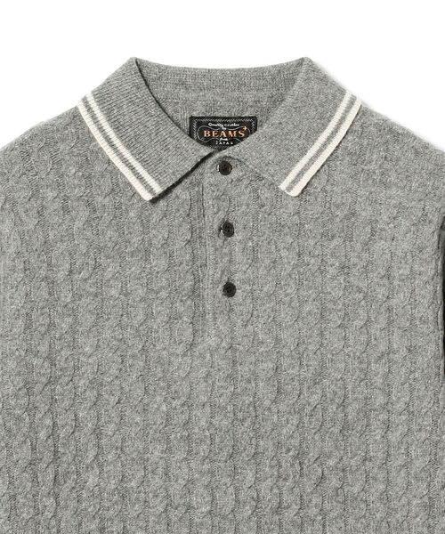 BEAMS PLUS（ビームスプラス）の「BEAMS PLUS / 9ゲージ ケーブル ニット ポロシャツ（ポロシャツ・メンズ・グレー/ベージュ/オレンジ系その他7・LARGE/MEDIUM/X-LARGE/SMALL）」の14枚目の写真