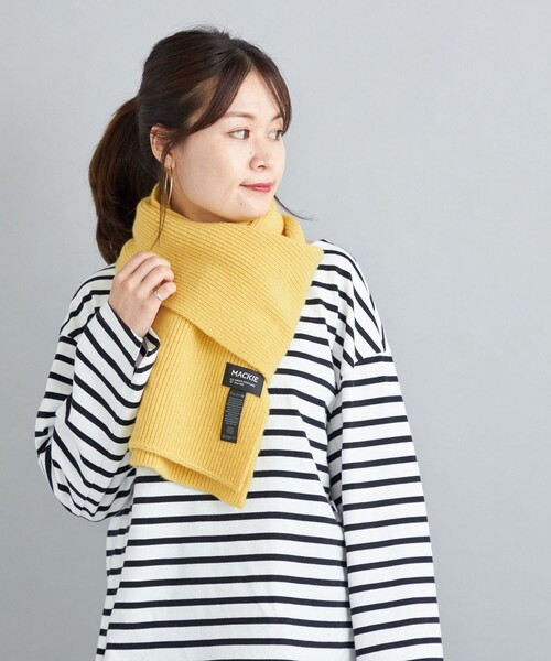 ROBERT MACKIE（ロバートマッキー）の「ROBERTMACKIE:〈手洗い可能〉リブマフラー◆（マフラー・レディース・イエロー/オレンジ/ピンク/ナチュラル・ONE SIZE）」の14枚目の写真