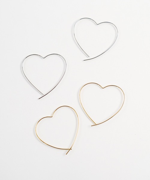 SIGNAL(シグナル)の「【SIGNAL / シグナル】 Heart Pierce 40mm/ ハートフープピアス(ピアス(両耳用)・レディース・シルバー/ゴールド・FREE)」の4枚目の写真