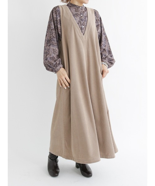 Samansa Mos2 blue(サマンサモスモスブルー)の「コーデュロイジャンスカ(ジャンパースカート・レディース・ダークブラウン/モカ/チャコール・フリ-)」の8枚目の写真