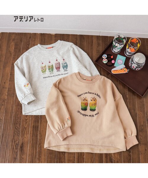 アデリアレトロ（アデリアレトロ）の「アデリアレトロ　ビックスウェット（スウェット・キッズ・グレー/オレンジ・80/90/100/110/120/130/140）」の3枚目の写真