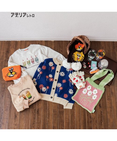 アデリアレトロ（アデリアレトロ）の「アデリアレトロ　ビックスウェット（スウェット・キッズ・グレー/オレンジ・80/90/100/110/120/130/140）」の6枚目の写真