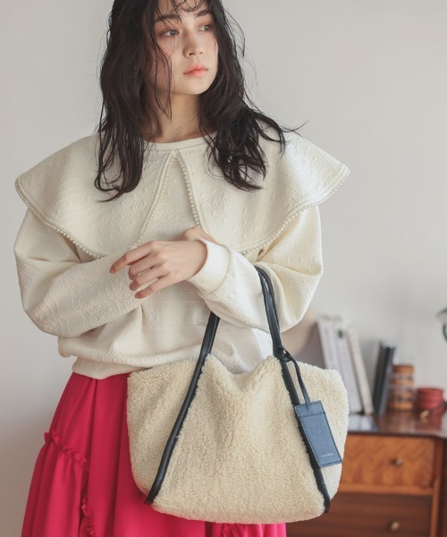 DONOBAN（ドノバン）の「パスケース付きコードボアトート（トートバッグ・レディース・モカ/アイボリー・F）」の18枚目の写真