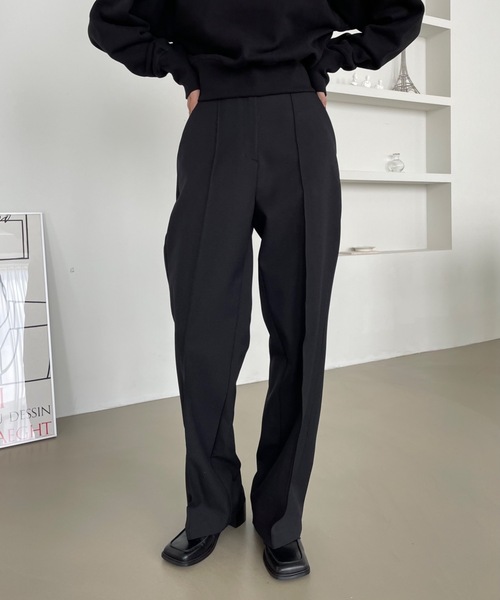 Didot.showroom(ディドット ショールーム)の「ピンタックワイドスラックス(スラックス・レディース・ブラック/カーキ・S/M)」の5枚目の写真