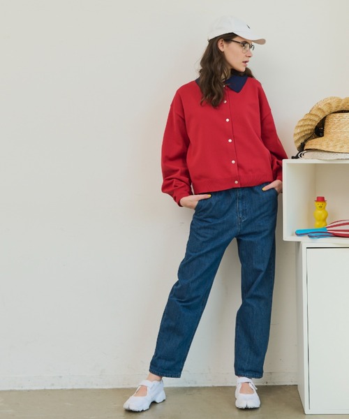 MERLOT（メルロー）の「配色カラーカーディガン（カーディガン/ボレロ・レディース・ネイビー/レッド/グリーン/ブラック・FREE）」の15枚目の写真