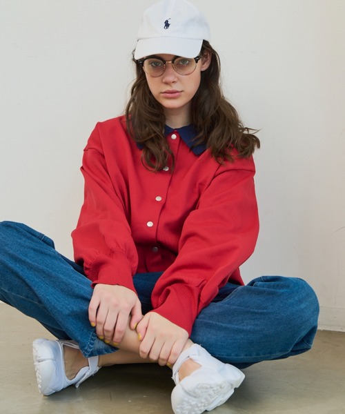 MERLOT（メルロー）の「配色カラーカーディガン（カーディガン/ボレロ・レディース・ネイビー/レッド/グリーン/ブラック・FREE）」の13枚目の写真