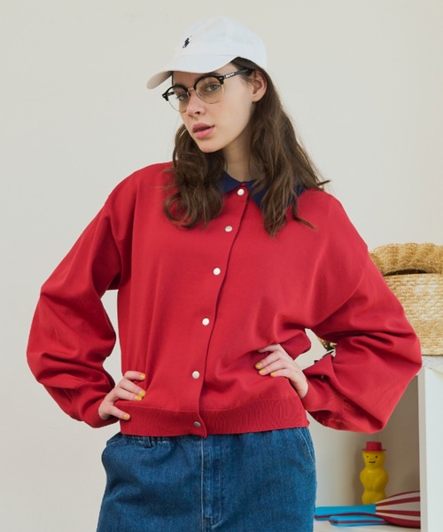 MERLOT（メルロー）の「配色カラーカーディガン（カーディガン/ボレロ・レディース・ネイビー/レッド/グリーン/ブラック・FREE）」の11枚目の写真