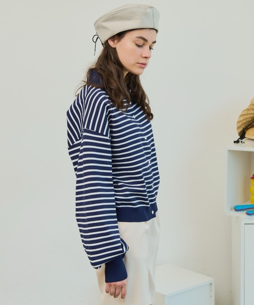 MERLOT（メルロー）の「配色カラーカーディガン（カーディガン/ボレロ・レディース・ネイビー/レッド/グリーン/ブラック・FREE）」の5枚目の写真