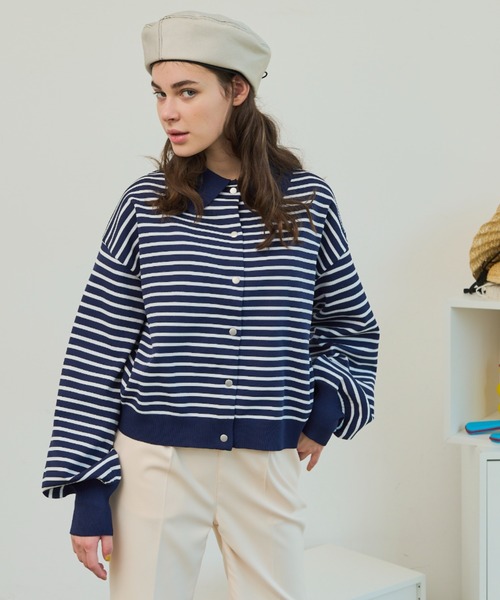 MERLOT（メルロー）の「配色カラーカーディガン（カーディガン/ボレロ・レディース・ネイビー/レッド/グリーン/ブラック・FREE）」の6枚目の写真