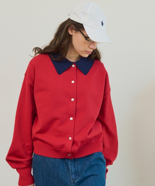 MERLOT（メルロー）の「配色カラーカーディガン（カーディガン/ボレロ・レディース・ネイビー/レッド/グリーン/ブラック・FREE）」の12枚目の写真