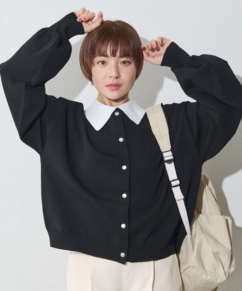 MERLOT（メルロー）の「配色カラーカーディガン（カーディガン/ボレロ・レディース・ネイビー/レッド/グリーン/ブラック・FREE）」の20枚目の写真