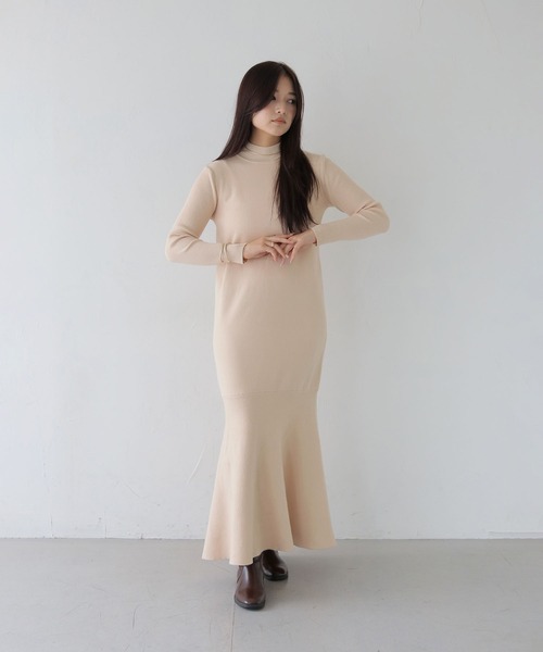 CLEIO（クレイオ）の「【CLEIO】フレアニットワンピース（ワンピース・レディース・アイボリー/ブラック/ベージュ・FREE）」の5枚目の写真