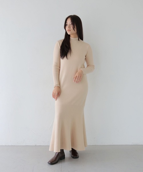 CLEIO（クレイオ）の「【CLEIO】フレアニットワンピース（ワンピース・レディース・アイボリー/ブラック/ベージュ・FREE）」の6枚目の写真