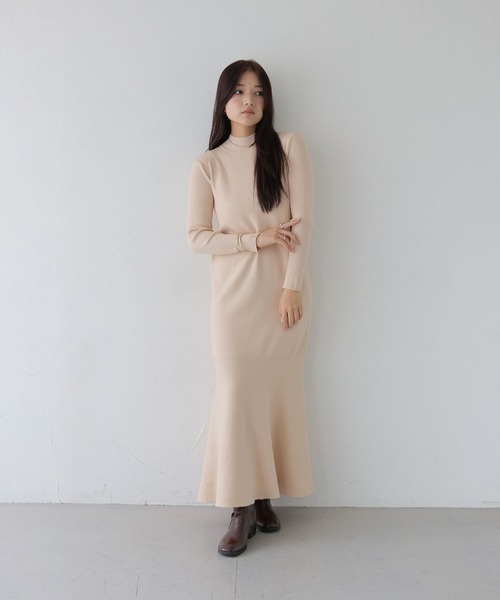 CLEIO（クレイオ）の「【CLEIO】フレアニットワンピース（ワンピース・レディース・アイボリー/ブラック/ベージュ・FREE）」の7枚目の写真