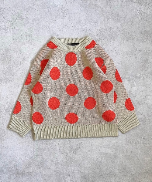 A BOND(アボンド)の「【おうちで洗えるニット】ドットセーター(kids/XS~LL)(ニット/セーター・キッズ・チャコール/レッド/グリーン・XS/S/M/L/LL)」の3枚目の写真