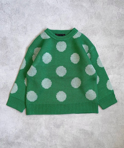 A BOND(アボンド)の「【おうちで洗えるニット】ドットセーター(kids/XS~LL)(ニット/セーター・キッズ・チャコール/レッド/グリーン・XS/S/M/L/LL)」の2枚目の写真