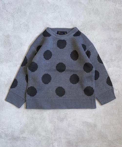 A BOND(アボンド)の「【おうちで洗えるニット】ドットセーター(kids/XS~LL)(ニット/セーター・キッズ・チャコール/レッド/グリーン・XS/S/M/L/LL)」の1枚目の写真