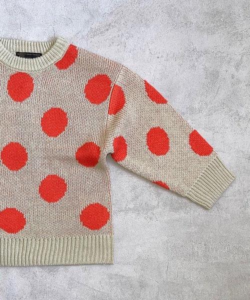 A BOND(アボンド)の「【おうちで洗えるニット】ドットセーター(kids/XS~LL)(ニット/セーター・キッズ・チャコール/レッド/グリーン・XS/S/M/L/LL)」の5枚目の写真