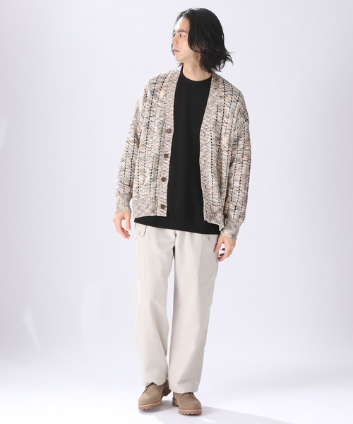 niko and...（ニコアンド）の「MIXヤーン透かしニットカーディガン（カーディガン/ボレロ・メンズ・ライトグレー/ネイビー/オレンジ・MEDIUM/LARGE）」の6枚目の写真