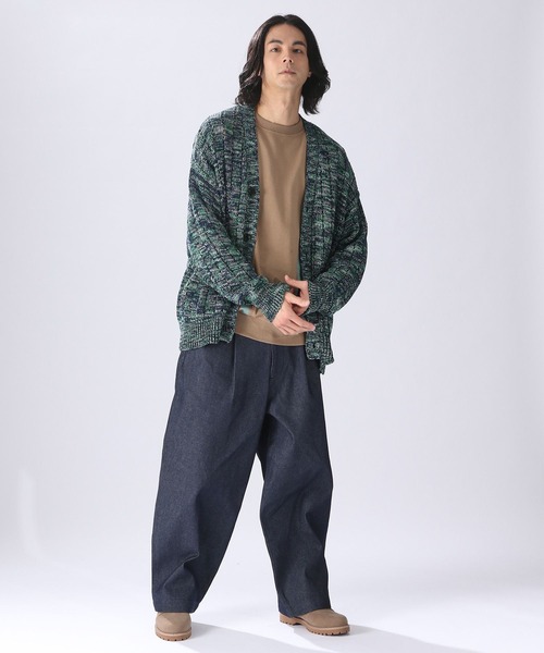 niko and...（ニコアンド）の「MIXヤーン透かしニットカーディガン（カーディガン/ボレロ・メンズ・ライトグレー/ネイビー/オレンジ・MEDIUM/LARGE）」の8枚目の写真