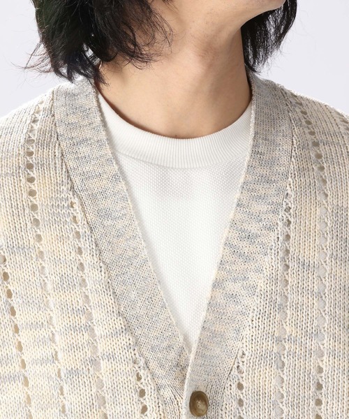niko and...（ニコアンド）の「MIXヤーン透かしニットカーディガン（カーディガン/ボレロ・メンズ・ライトグレー/ネイビー/オレンジ・MEDIUM/LARGE）」の13枚目の写真