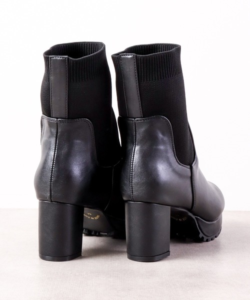 【セール】LibertyDoll リブニットソックス コマンドタンクソールヒールブーツ（ブーツ）｜LibertyDoll（リバティードール）