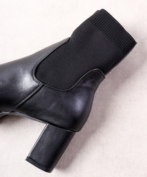 【セール】LibertyDoll リブニットソックス コマンドタンクソールヒールブーツ（ブーツ）｜LibertyDoll（リバティードール）