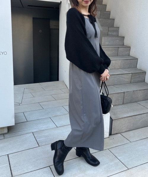 OLIVE des OLIVE（オリーブデオリーブ）の「ボレロ×キャミワンピースセット（ワンピース・レディース・ベージュ/チャコールグレー/サックスブルー・FREE）」の5枚目の写真