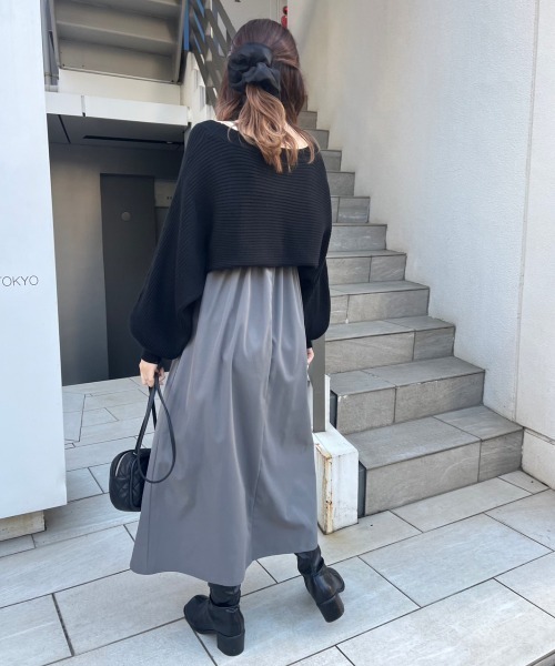 OLIVE des OLIVE ゆいワンピ ボレロセット チャコールグレー OLIVE des ワンピース ボレロセットリボンキャミワンピース