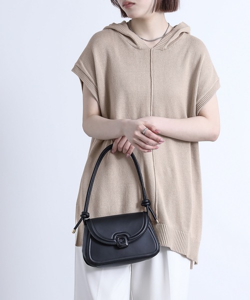 n'OrLABEL(ノアールレーベル)の「『コットンニットフードベスト』(ベスト・レディース・ミント/ライトベージュ/ブラック・FREE)」の2枚目の写真