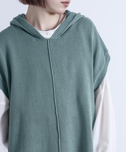 n'OrLABEL(ノアールレーベル)の「『コットンニットフードベスト』(ベスト・レディース・ミント/ライトベージュ/ブラック・FREE)」の13枚目の写真