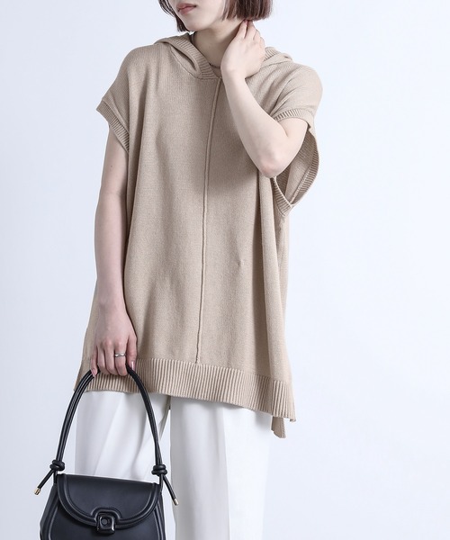 n'OrLABEL(ノアールレーベル)の「『コットンニットフードベスト』(ベスト・レディース・ミント/ライトベージュ/ブラック・FREE)」の5枚目の写真