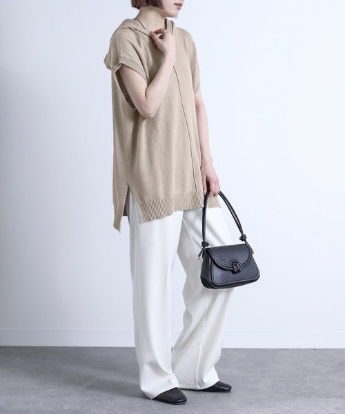 n'OrLABEL(ノアールレーベル)の「『コットンニットフードベスト』(ベスト・レディース・ミント/ライトベージュ/ブラック・FREE)」の6枚目の写真