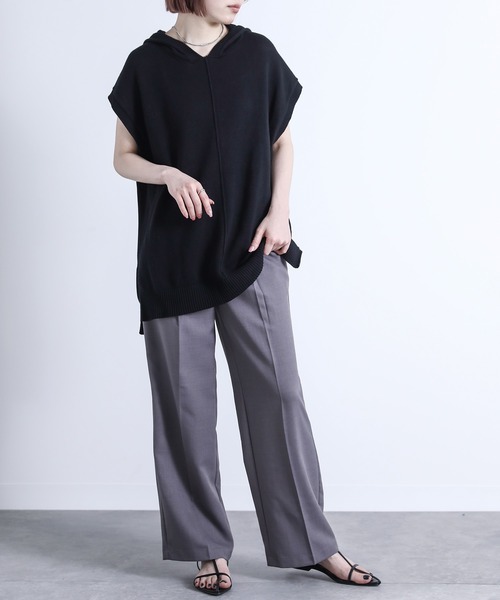 n'OrLABEL(ノアールレーベル)の「『コットンニットフードベスト』(ベスト・レディース・ミント/ライトベージュ/ブラック・FREE)」の9枚目の写真