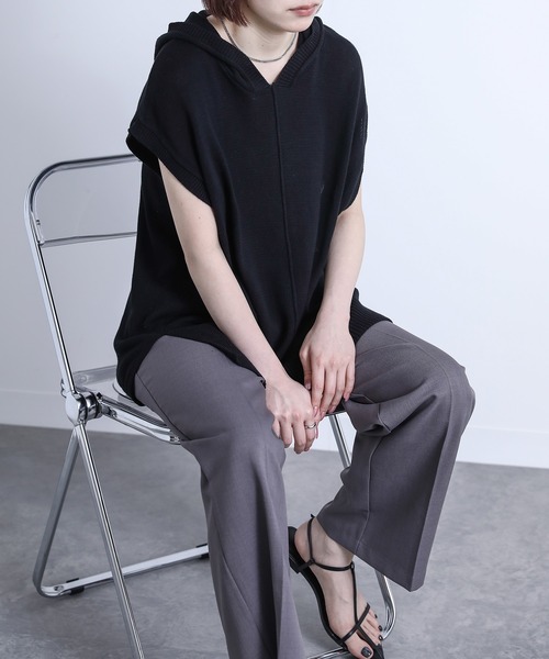 n'OrLABEL(ノアールレーベル)の「『コットンニットフードベスト』(ベスト・レディース・ミント/ライトベージュ/ブラック・FREE)」の10枚目の写真