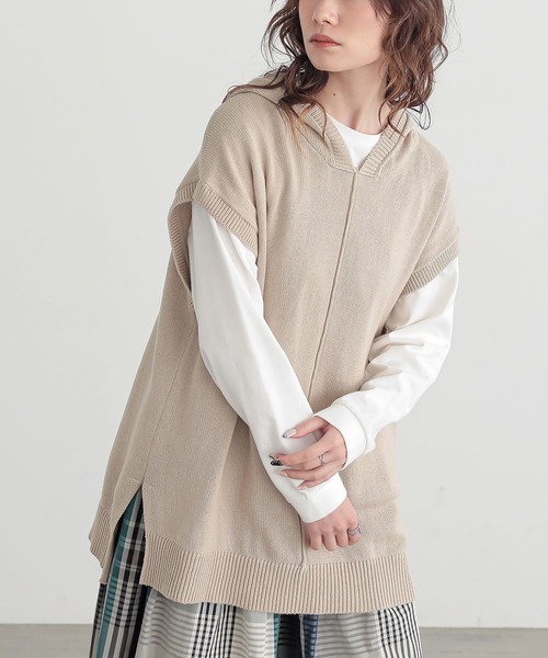 n'OrLABEL(ノアールレーベル)の「『コットンニットフードベスト』(ベスト・レディース・ミント/ライトベージュ/ブラック・FREE)」の19枚目の写真