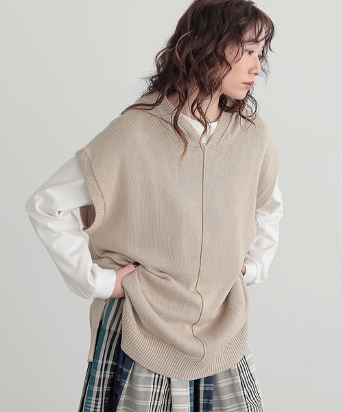 n'OrLABEL(ノアールレーベル)の「『コットンニットフードベスト』(ベスト・レディース・ミント/ライトベージュ/ブラック・FREE)」の20枚目の写真