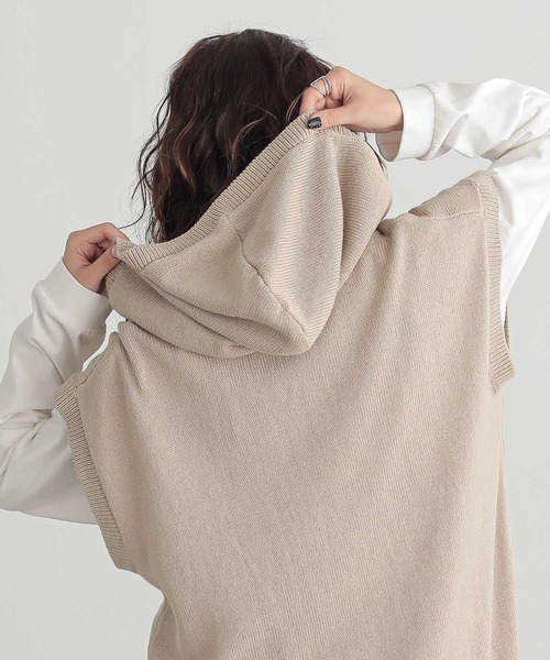 n'OrLABEL(ノアールレーベル)の「『コットンニットフードベスト』(ベスト・レディース・ミント/ライトベージュ/ブラック・FREE)」の21枚目の写真