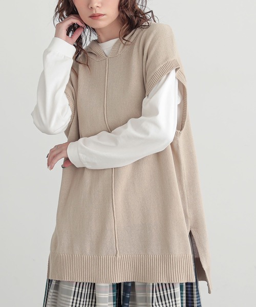 n'OrLABEL(ノアールレーベル)の「『コットンニットフードベスト』(ベスト・レディース・ミント/ライトベージュ/ブラック・FREE)」の18枚目の写真