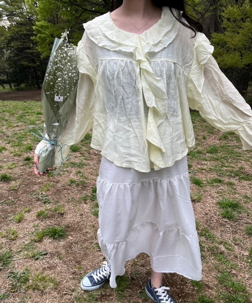 セール】【低身長用サイズあり】ティアードフレアロングスカート