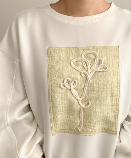 LHELBIE(レルビエ)の「フラワーコード刺繍プルオーバー(Tシャツ/カットソー・レディース・グリーン/ブラック/オフホワイト・M)」の14枚目の写真