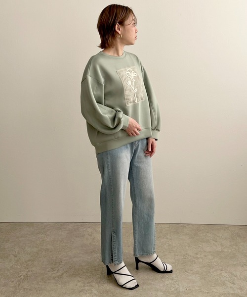 LHELBIE(レルビエ)の「フラワーコード刺繍プルオーバー(Tシャツ/カットソー・レディース・グリーン/ブラック/オフホワイト・M)」の19枚目の写真