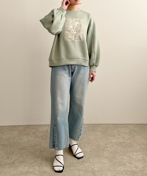 LHELBIE(レルビエ)の「フラワーコード刺繍プルオーバー(Tシャツ/カットソー・レディース・グリーン/ブラック/オフホワイト・M)」の17枚目の写真