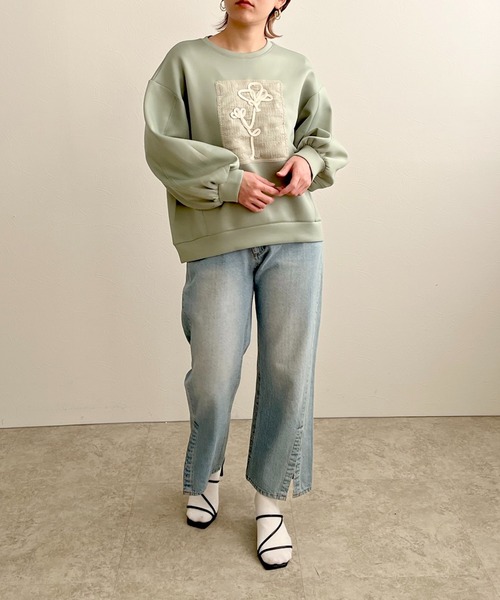 LHELBIE(レルビエ)の「フラワーコード刺繍プルオーバー(Tシャツ/カットソー・レディース・グリーン/ブラック/オフホワイト・M)」の21枚目の写真