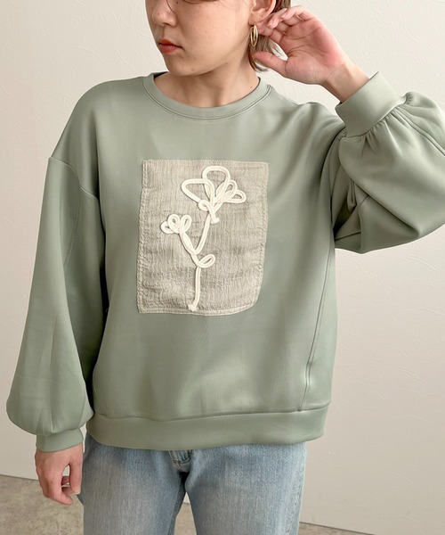 LHELBIE(レルビエ)の「フラワーコード刺繍プルオーバー(Tシャツ/カットソー・レディース・グリーン/ブラック/オフホワイト・M)」の22枚目の写真
