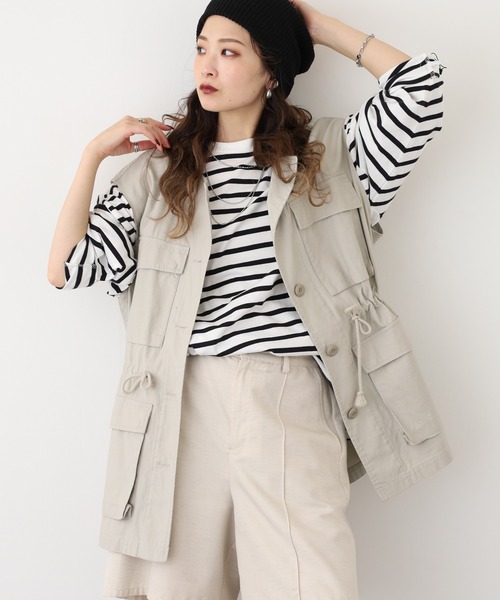 atONE(アットワン)の「atONE BIGボーダーロングスリーブ長袖Tシャツ(Tシャツ/カットソー・レディース・杢グレー/ブルー/ブラック・M-L/4L~5L/LL~3L)」の7枚目の写真